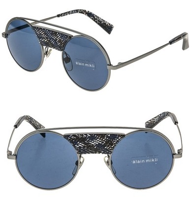 ALAIN MIKLI Paris A04002 4002 Metal Round Gunmetal Blue Sunglasses Unisex