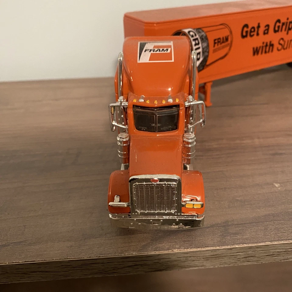 Liberty Classics FRAM Semi Freightliner Tractor Trailer Diecast Coin Bank Orange - Image 4 of 4