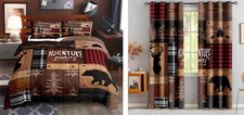 Queen Cabin Comforter Set with Matching Curtains - 2 Panels