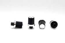 4x Vintage Poti-Knopf / Drehknopf / Bedienknopf, geriffelt für 4 mm Achse, NOS