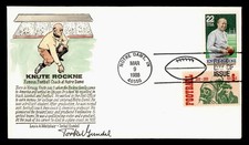 DR WHO 1988 FDC FOOTBALL KNUTE ROCKNE TORKEL GUNDEL HAND COLORED CACHET M77661