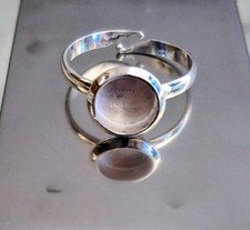 Adjustable 925 Sterling Silver 6mm Round Bezel Ring Blank, DIY Cabochon Setting