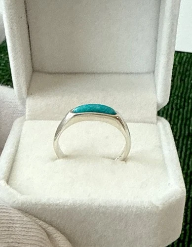 Vtg.CAROLYN POLLACK RELIOS 925 Silver Blue Turquoise Stackable Band Ring ,Sz:9