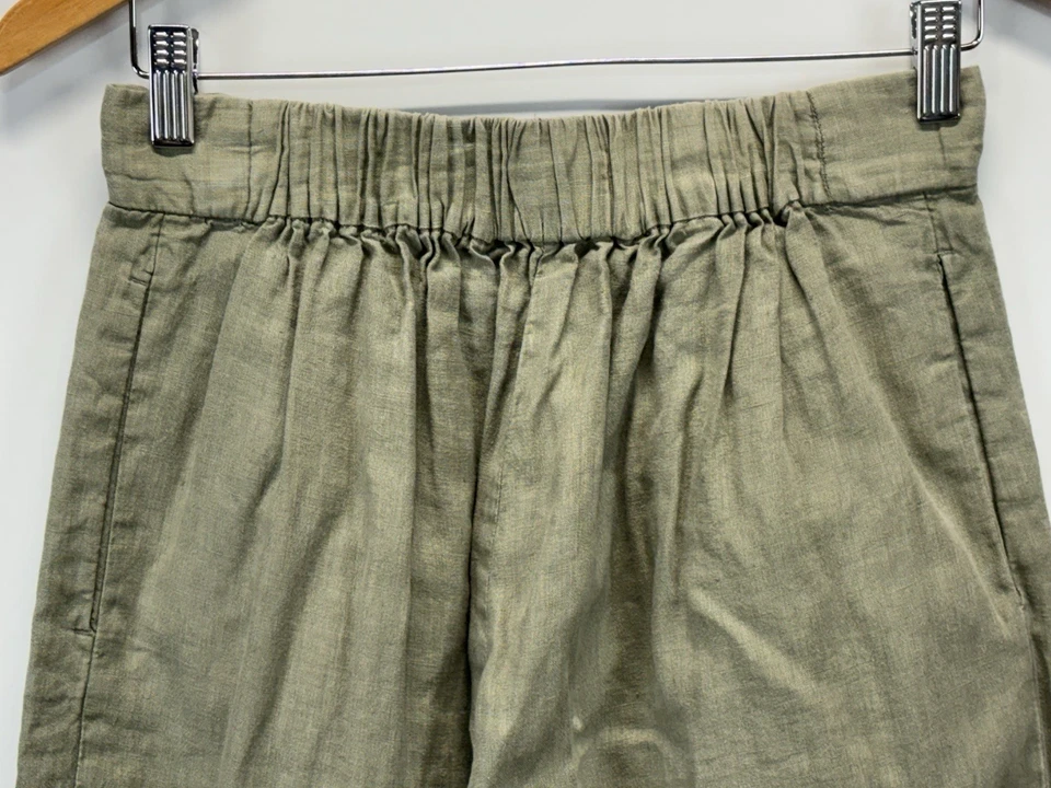 Pantalones cortos Lou & Grey de lino de pierna ancha talla mediana para mujer verde salvia  Foto 4 de 4