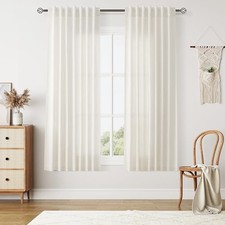 Linen Curtains 63 Inches Long Short Curtain 2 50"W x 63"L Pack of 2 Natural