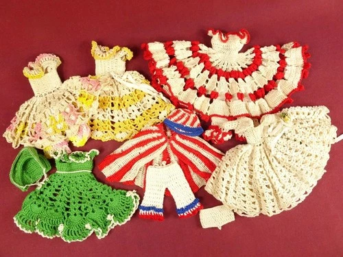 Vintage Hand Crocheted Doll Dresses And Accessories 12 Pieces For Barbie
