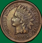 1905 Indian Head Cent Choice Extremely Fine XF+ Coin, Cleaning #35913