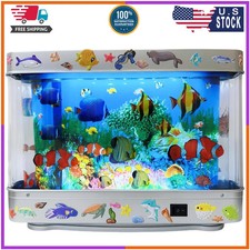 Moving Fish Tank Lamp Virtual Ocean Night Light Retro Aquarium Decor US Plug