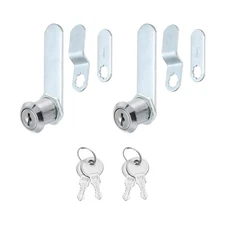 2 Pack 3/4" Cabinet Locks with Keys Zinc Alloy Cam Lock Silver