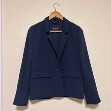 NWOT Madewell Women's XS Navy Blue One Button Blazer Jacket Polyester