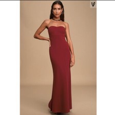 Lulu  s Best of My Love Burgundy Bustier Mermaid Maxi Dress in XS