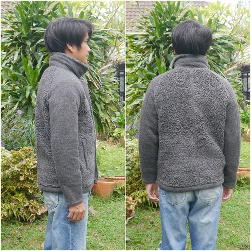 Sun68 Gray Deep Pile Fleece 2 Way Zip Jacket Sz M - Picture 2 of 14