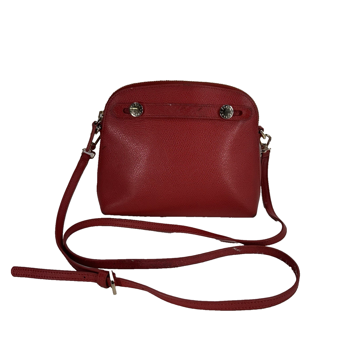 Furla Red Leather Mini Piper Crossbody Bag Purse with Detachable 