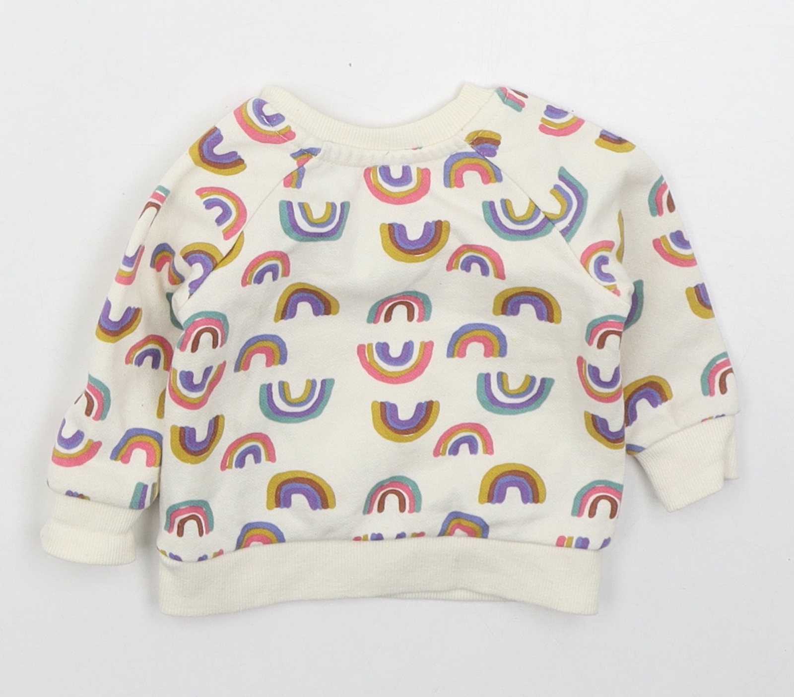 Primark Girls Ivory Cotton Blend T-Shirt Size 0-3 Months Pullover - Ra image 2