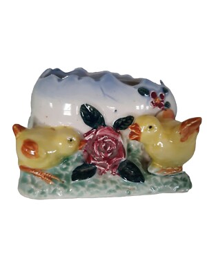 Vintage Baby Chicks  Cracked Egg Easter Candy Bowl Planter Japan
