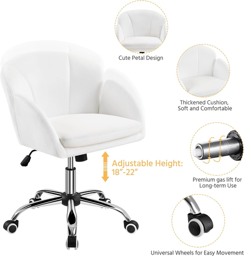 Cute Desk Chair for Home Office, Adjustable Vanity Chair Modern Upholstered Chai - Picture 4 of 9