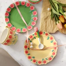 Cute Flower Breakfast Dessert Plate, Household Ceramic Dish Plate, Salad Plate