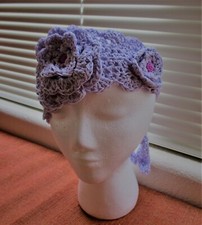 Purple Lacy Crocheted Flowered Headband