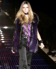 Authentic Brand Real Fox Purple/black Fur Runway Gucci Vest Crocodile Trim, 42
