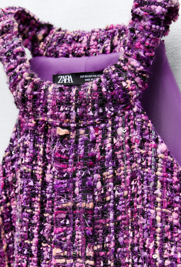 ZARA⭐︎フォーマル NEW ZARA 2023 PINK PURPLE TWEED TEXTURED HALTER PINAFORE
