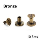 10Sets Flat Belt Screw Leather Craft Chicago Stud Heads Nail Brass Solid Rivet