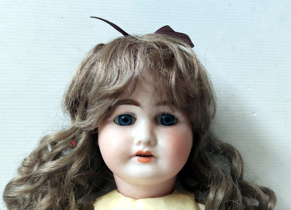 Bambola Ernst Heubach Testa Porcellana Marca 1902 2 Capelli Naturali Alto 55 CM - Immagine 4 di 4