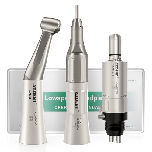 AZDENT Dental Low Speed Straight Contra Angle Handpiece 2 4 Holes Air Motor set - Picture 24 of 25