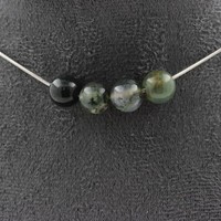 Halskette 4 Perlen Achat Schaum 8 Mm. Kette Aus Edelstahl Halskette Damen