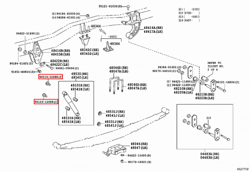 Genuine LandCruiser VDJ79 Regius Ace GDH206 GDH201 Rear Shock Absorber Bolt x4 - Picture 12 of 20