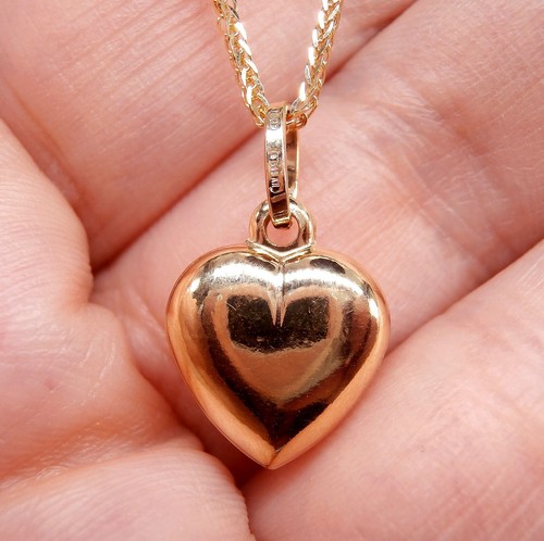 Pendente Cuore con collana catena laser in Oro giallo 18kt (750) - Foto 4 di 11
