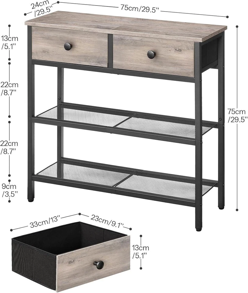 HOOBRO Console Table Entryway Table Sofa Table Side Table with 2 Fabric Drawers - Image 4 of 4