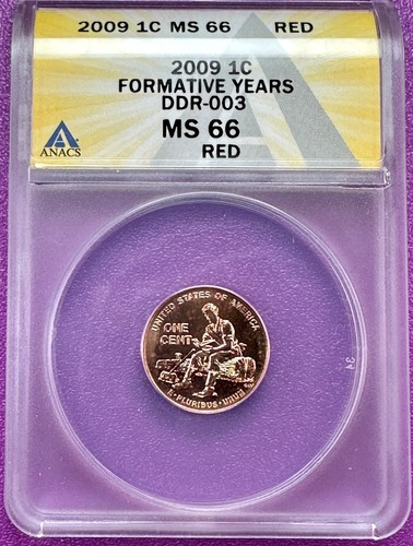 2009 1c Mint Error DDR-003 Lincoln Formative Years Cent ANACS MS66 Red
