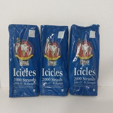 Lot of 3 Old World Santa Christmas Icicles Tree Tinsel VTG 18" 2000 Strands USA