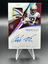 2018 Panini Immaculate Collegiate Signature Patches Bowl Logo 2 Auden Tate FSU