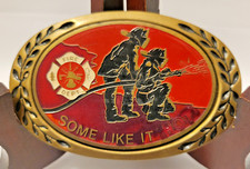 Vintage "Some Like It Hot" Belt Buckle Solid Brass Fireman Fire Dept