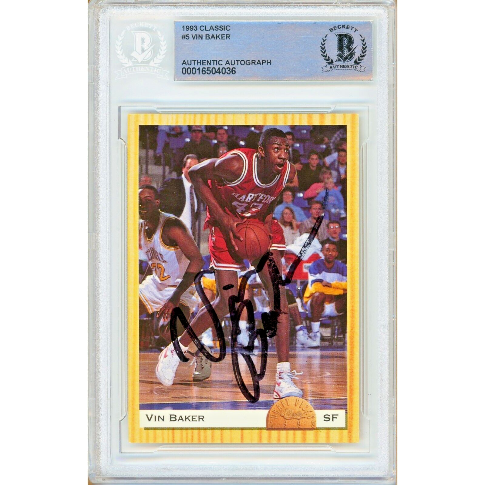 Vin Baker Milwaukee Bucks Auto 1993 Classic Basketball Signed BAS Auth Slab RC