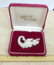 Beautiful Fancy Vintage Crystal Rhinestone Swan Bird Brooch Pin 