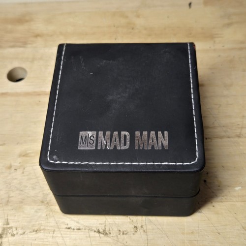 MM Mad Men Men's Wrist Watch 48MM Black Face & Band New In Box  Needs battery - Picture 2 of 4
