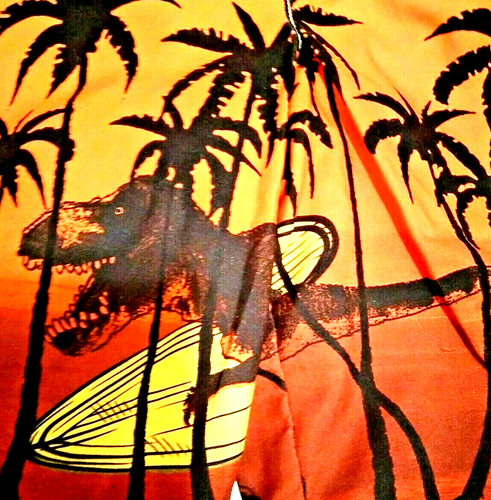 Carter's Kid Boys Swim Trunks Size 7 T-Rex Dinosaur Beach Palm Trees Swimwear - Picture 3 of 5
