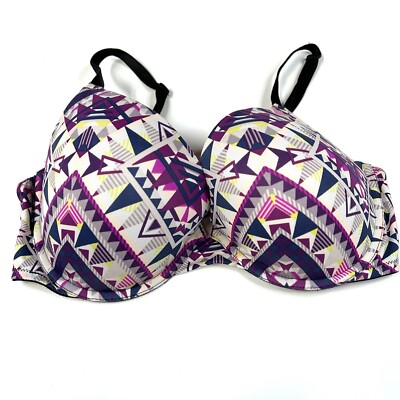 PINK Victorias Secret 34DD Everywhere Pushup Bra Black Purple Underwire #2405