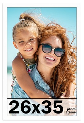 26x35 Frame White Wood Picture Photo Frame with UV Acrylic and Acid Free Backing