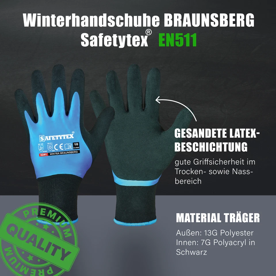 Arbeitshandschuhe Handschuhe Winter Wasserdicht Thermo Latex Handschuh gefüttert - Bild 4 von 4