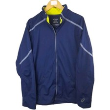 Asics Mens Full Zipped Lightweight Jacket Motion Protect Large Blue