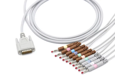 GENERIC Nihon Kohden 15 pin 10 Leads 4.0 EKG Cable BA-902D Banana - Same Day Shipping