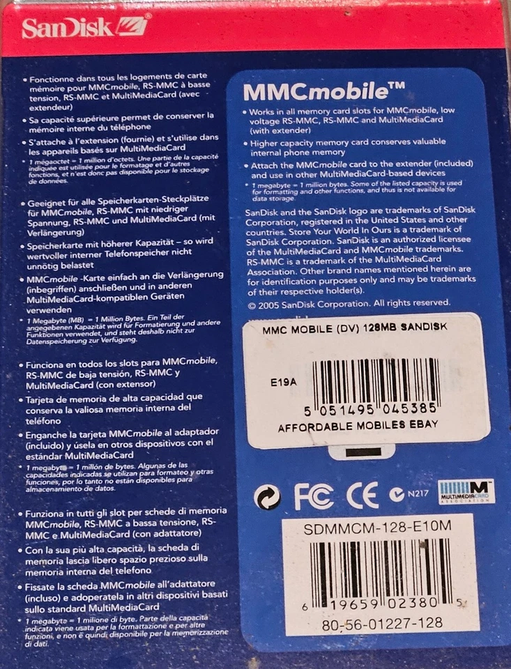 SanDisk 128 MB RS / MMC Mobile Memory Card + Adaptor for Nokia 6680 7610 6230i - Image 2 of 2