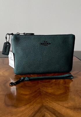 美品✨COACH Accessory Pouch Pebble Leather COACH Accessory Pouch Mini Bag Gold Chain Prairie Zip