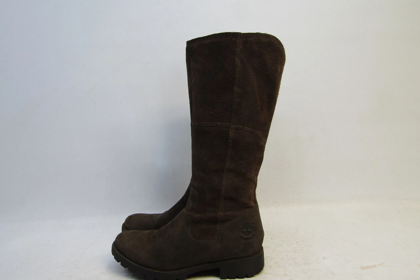 Stivali Timberland donna taglia 8 M marroni scamosciati zip 14" asta moda