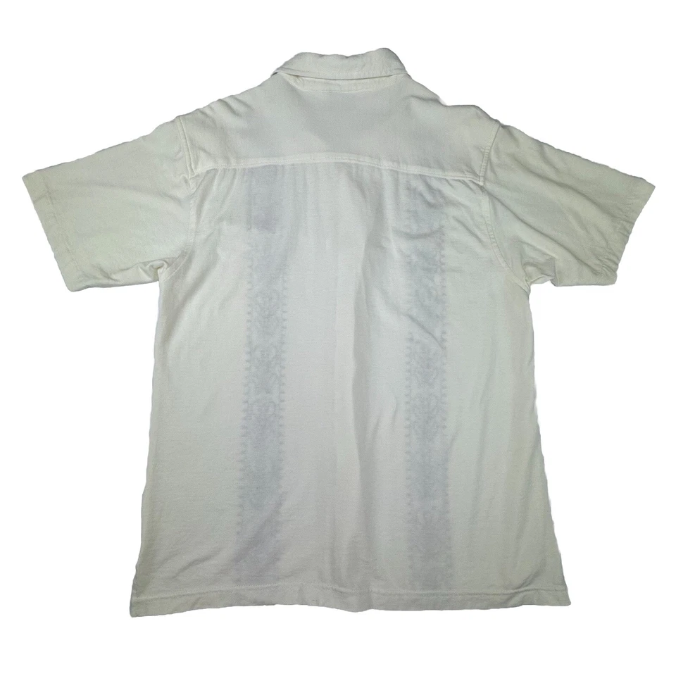 Camisa Steve Barrys Para Hombre Talla Grande Camisa Abotonada Bordada Marfil Playa Foto 3 de 4