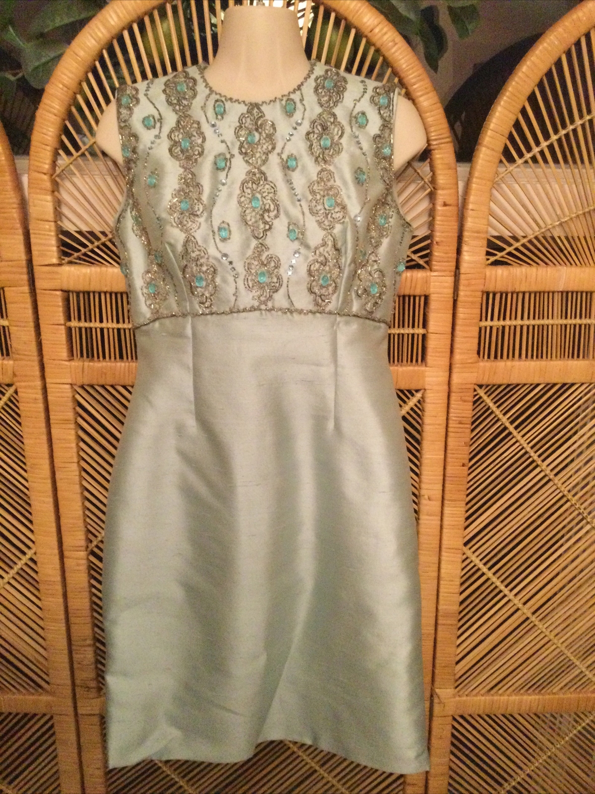“Pearl Ingham” Albany, NY Sky Blue Beaded Knee Length… Gem