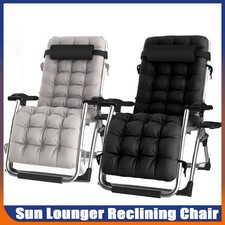 Outdoor Reclining Zero Gravity Chair Extra Wide Adjustable Garden Sun Lounger UK